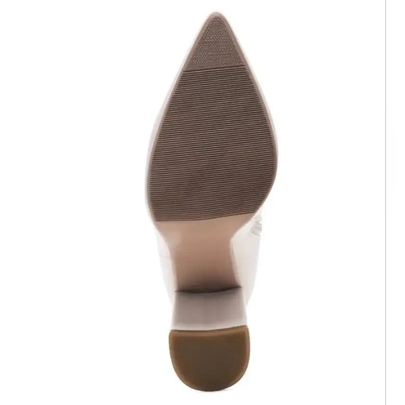 White Quilt Knee High Block Heeled  Boots - Picture 4 of 5